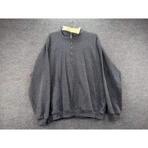 Vintage Mens Straight Down Pullover 1/4 Zip Sweater Size XL Gray 26.5W 29.5L